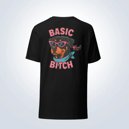Basic Bitch Rottweiler Personalised T-Shirt – Black – Front View