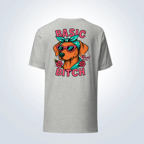 Basic Bitch Hungarian Vizsla Personalised T-Shirt – Grey – Back View