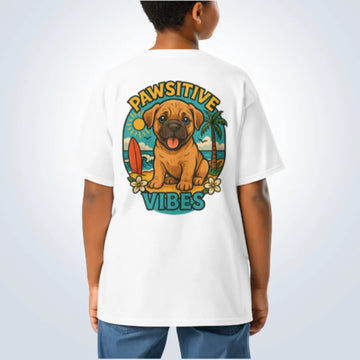 Pawsitive Vibes Bull Mastiff T-Shirt – White – Back View