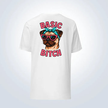 Basic Bitch Pug T-Shirt – White – Back View