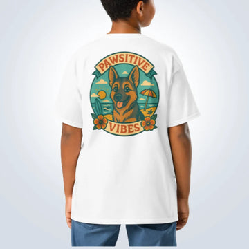 Pawsitive Vibes German Shepherd T-Shirt – White – Back View