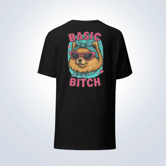 Basic Bitch Pomeranian T-Shirt – Black – Back View