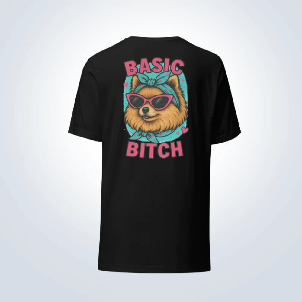 Basic Bitch Pomeranian T-Shirt – Black – Back View