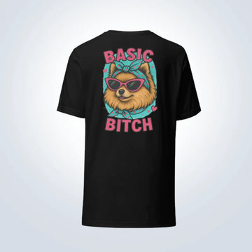 Basic Bitch Pomeranian T-Shirt – Black – Back View
