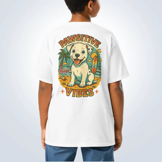 Pawsitive Vibes Pitbull T-Shirt – White – Back View with Name