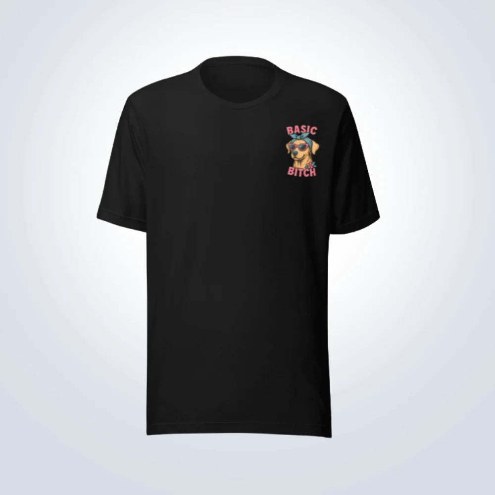 Basic Bitch Labrador T-Shirt – Black – Front View