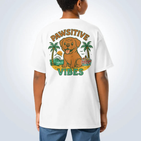Pawsitive Vibes Dogue de Bordeaux T-Shirt – White – Back View