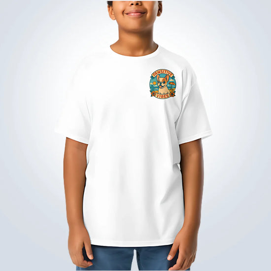 Pawsitive Vibes French Bulldog T-Shirt – White – Front View