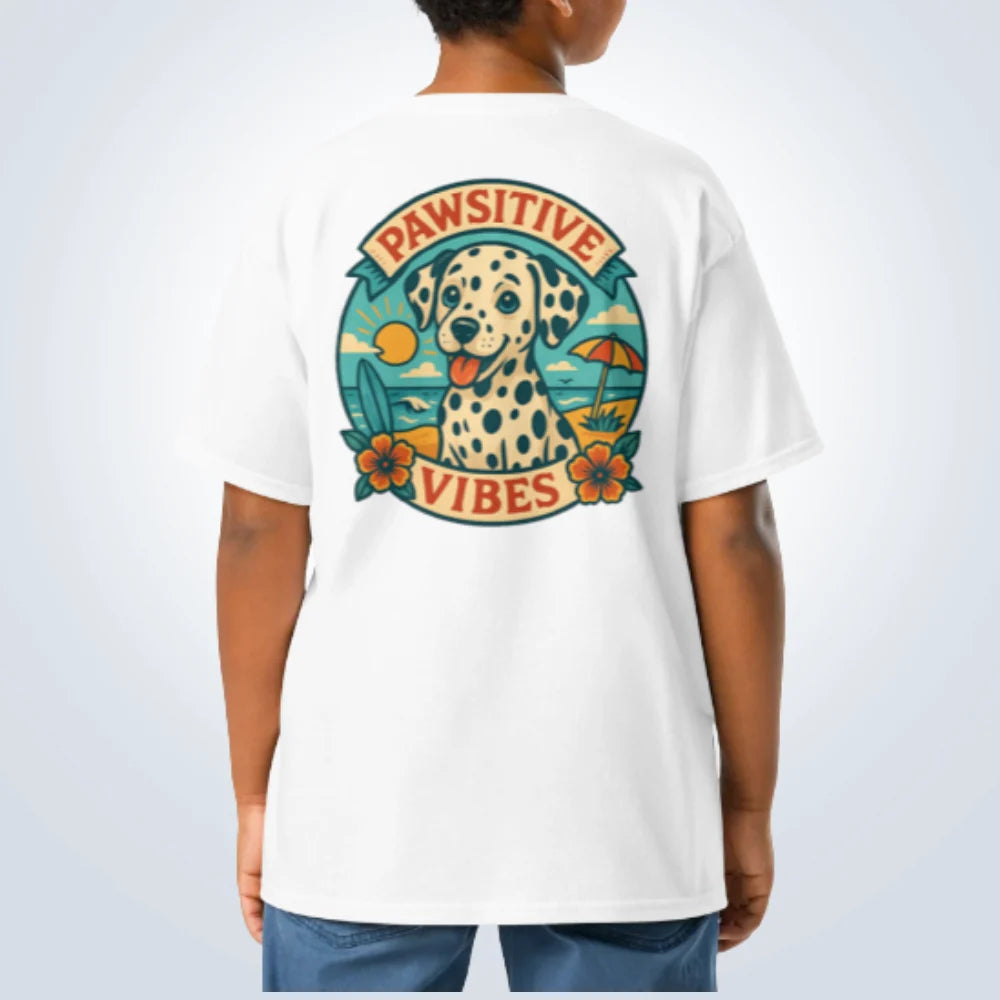 Pawsitive Vibes Dalmatian T-Shirt – White – Back View