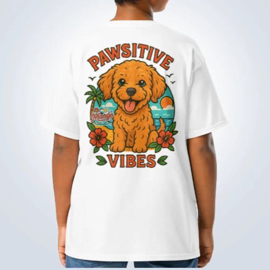 Pawsitive Vibes Cavoodle T-Shirt – White – Back View