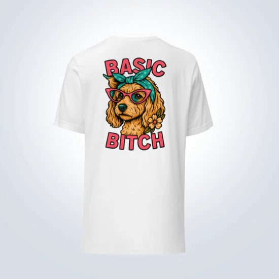 Basic Bitch Spoodle T-Shirt – White – Back View