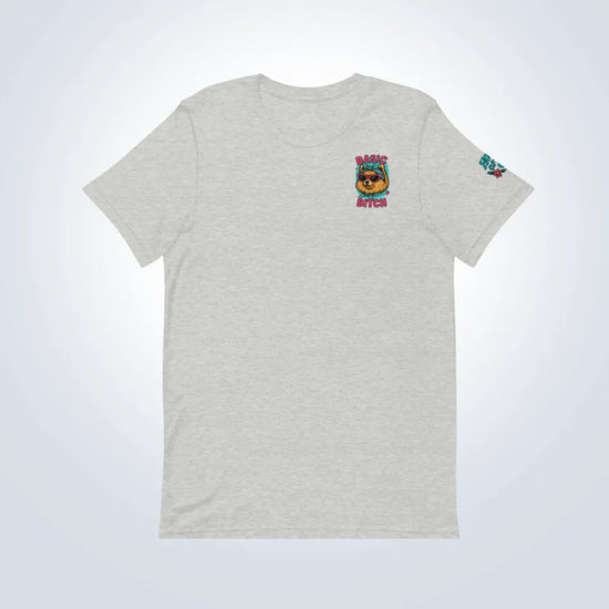 Basic Bitch Pomeranian T-Shirt – Grey – Front Flat lay