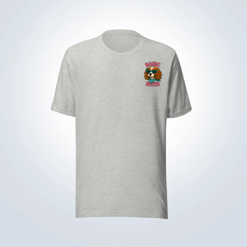 Basic Bitch Cavalier King Charles Spaniel T-Shirt – Grey – Front View