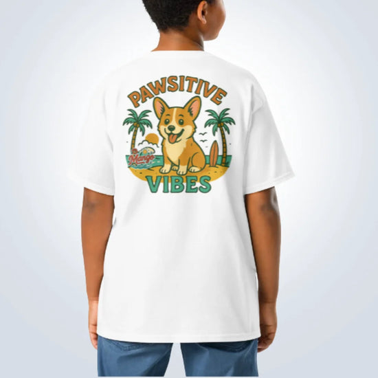 Pawsitive Vibes Dachshund T-Shirt – White – Back View with Name