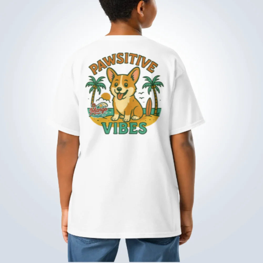 Pawsitive Vibes Dachshund T-Shirt – White – Back View with Name