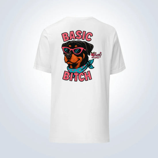 Basic Bitch Rottweiler Personalised T-Shirt – White – Back View