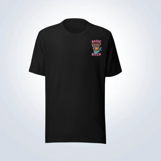 Basic Bitch Staffy T-Shirt – Black – Front View