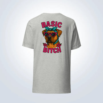 Basic Bitch Bull Mastiff T-Shirt – Grey – Back View
