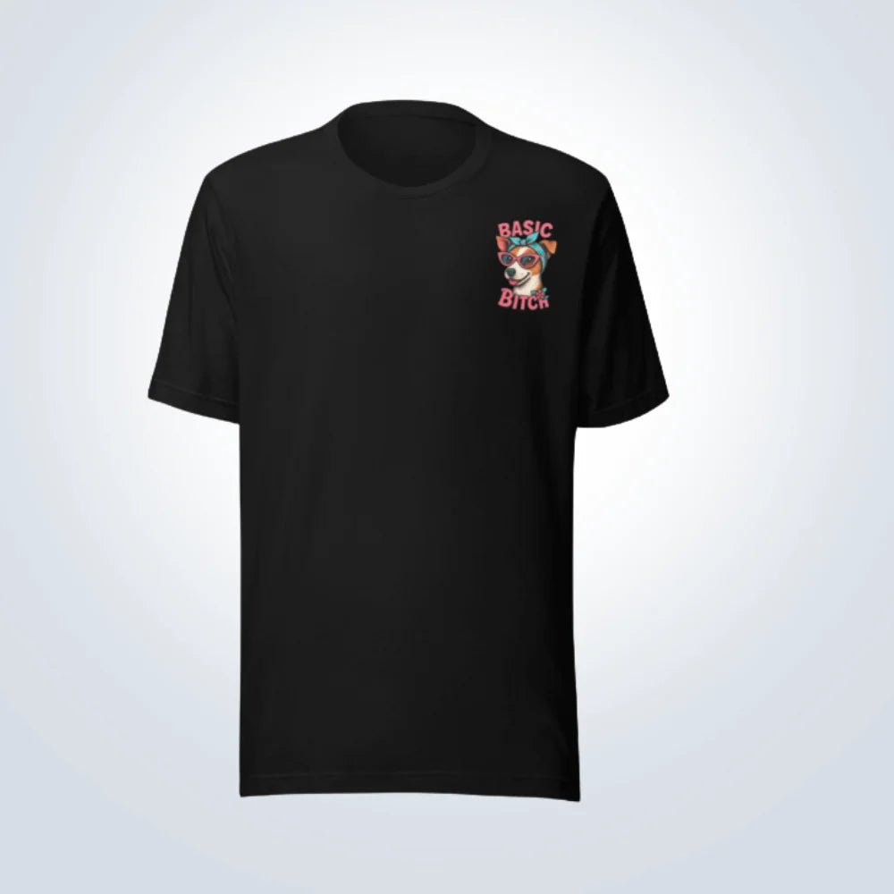 Basic Bitch Jack Russell T-Shirt – Black – Front View