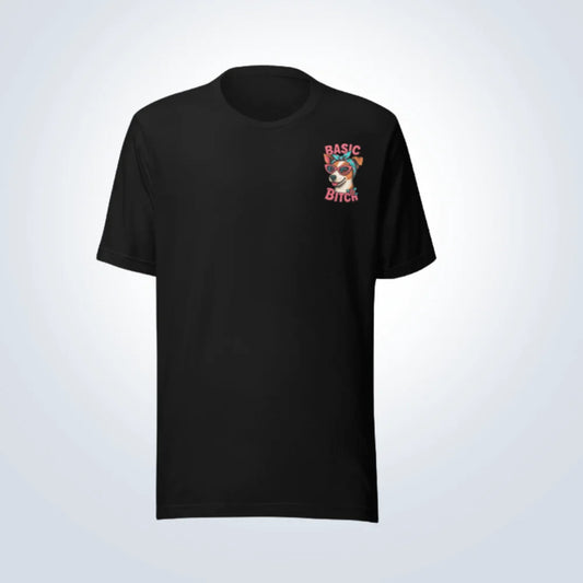 Basic Bitch Jack Russell T-Shirt – Black – Front View