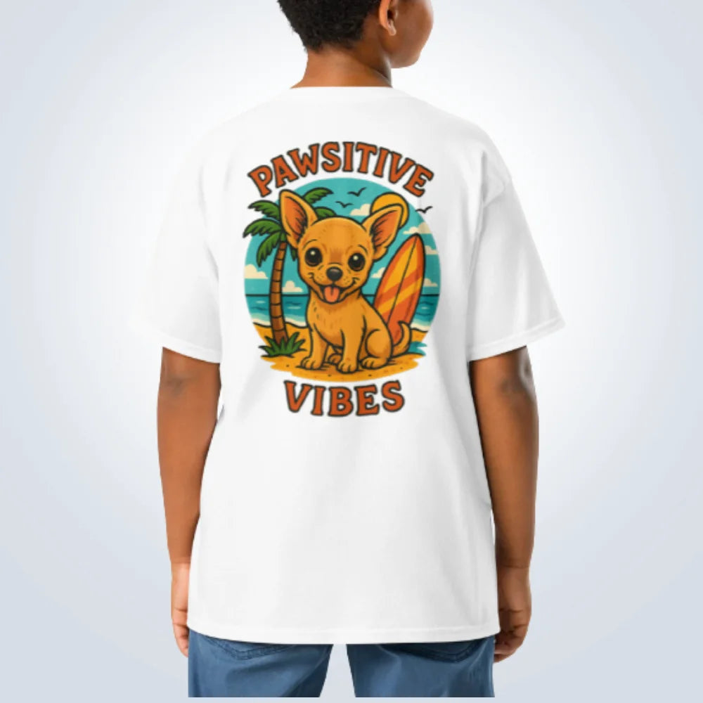 Pawsitive Vibes Chihuahua T-Shirt – White – Back View