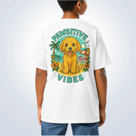 Pawsitive Vibes Groodle T-Shirt – White – Back View