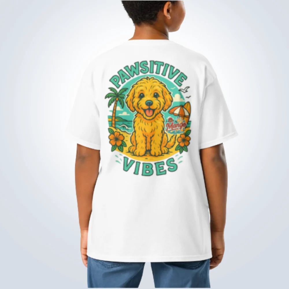 Pawsitive Vibes Groodle T-Shirt – White – Back View