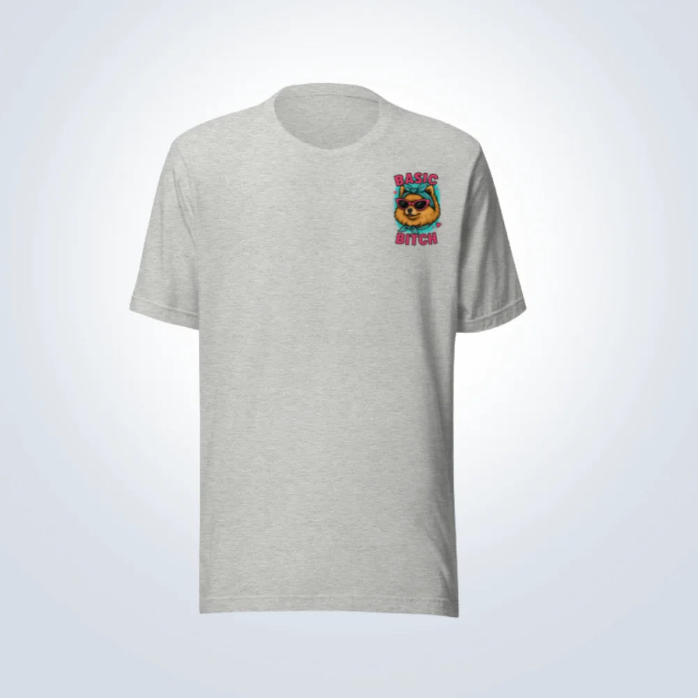Basic Bitch Pomeranian T-Shirt – Grey – Front View