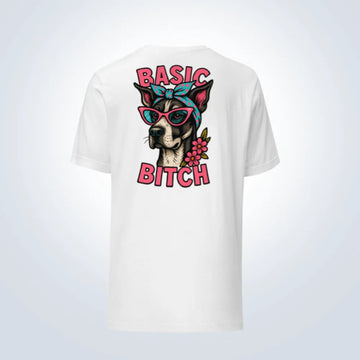 Basic Bitch Great Dane T-Shirt – White – Back View