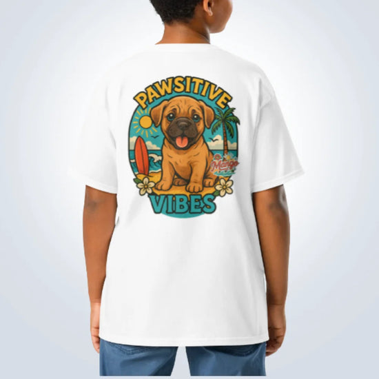 Pawsitive Vibes Bull Mastiff T-Shirt – White – Back View