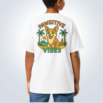 Pawsitive Vibes Corgi T-Shirt – White – Back View