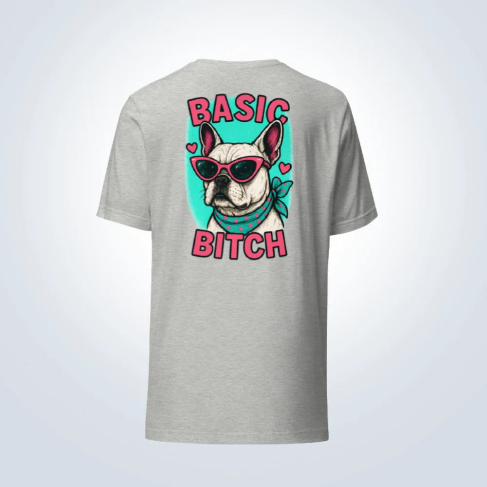 Basic Bitch French Bulldog T-Shirt – Grey – Back View