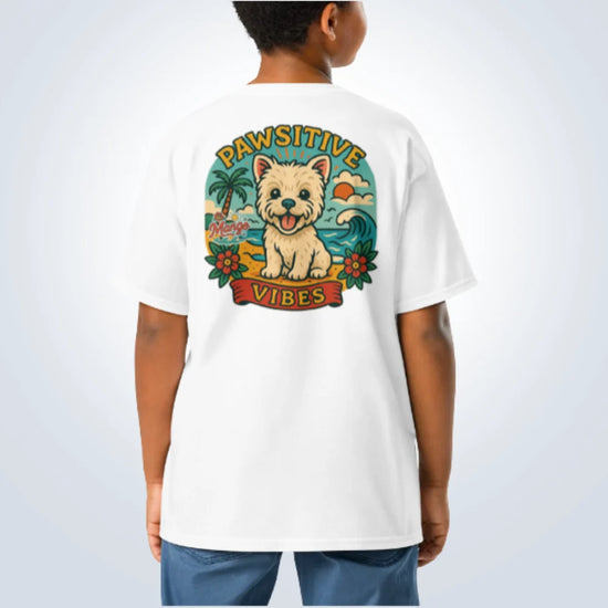Pawsitive Vibes West Highland Terrier T-Shirt – White – Back View with Name