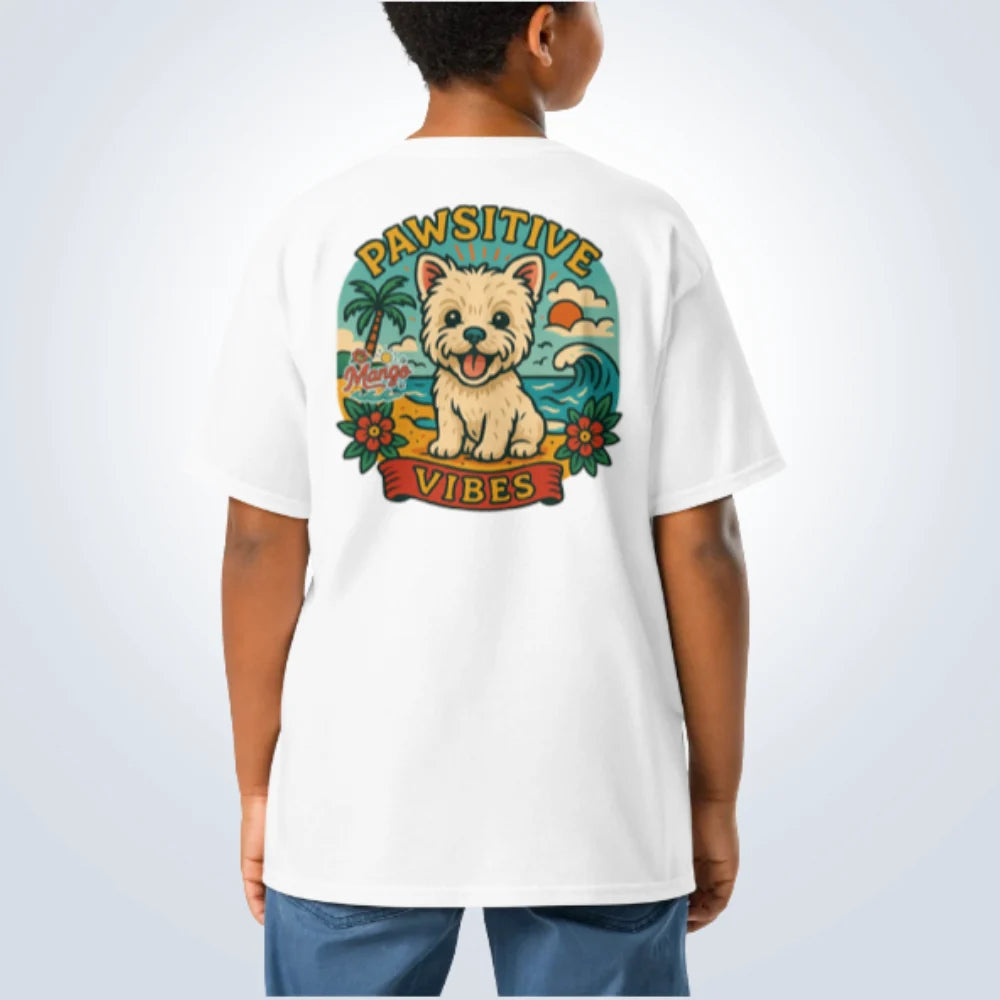 Pawsitive Vibes West Highland Terrier T-Shirt – White – Back View with Name