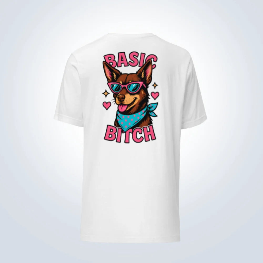 Basic Bitch Kelpie T-Shirt – White – Back View