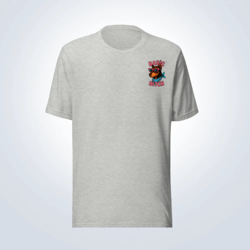 Basic Bitch Doberman T-Shirt – Grey – Front View