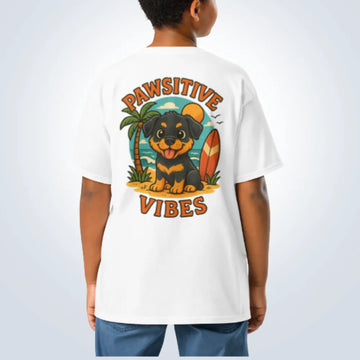 Pawsitive Vibes Rottweiler T-Shirt – White – Back View