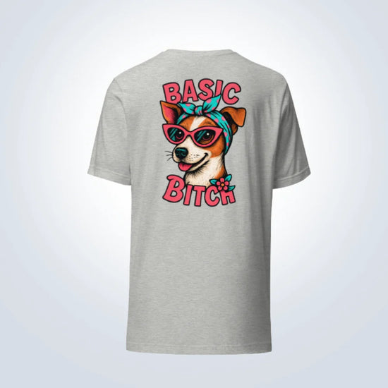  Basic Bitch Jack Russell T-Shirt – Grey – Back View