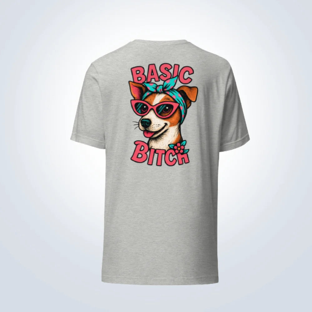  Basic Bitch Jack Russell T-Shirt – Grey – Back View