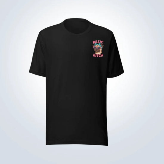 Basic Bitch Pug T-Shirt – Black – Front View