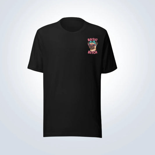 Basic Bitch Pug T-Shirt – Black – Front View