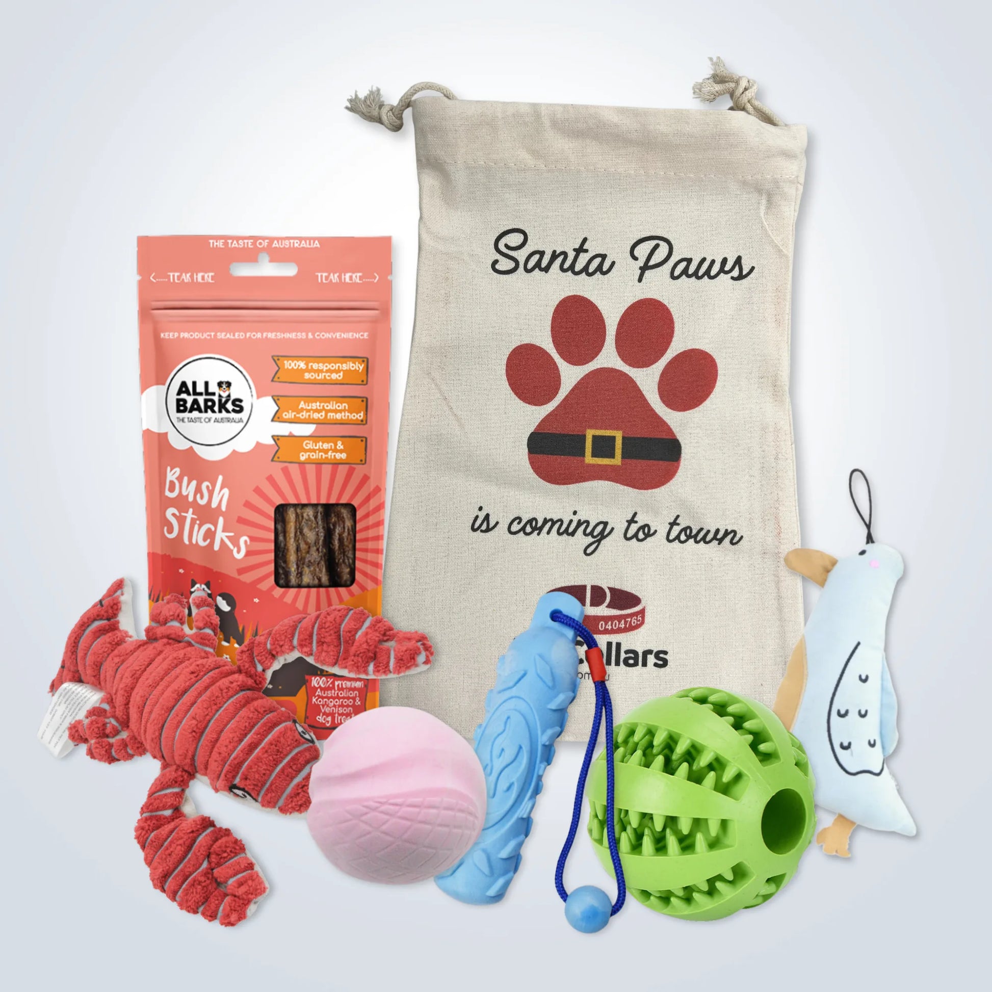 Christmas Deluxe Gift Set for Large Dogs with treats, toys and Christmas gift bag
