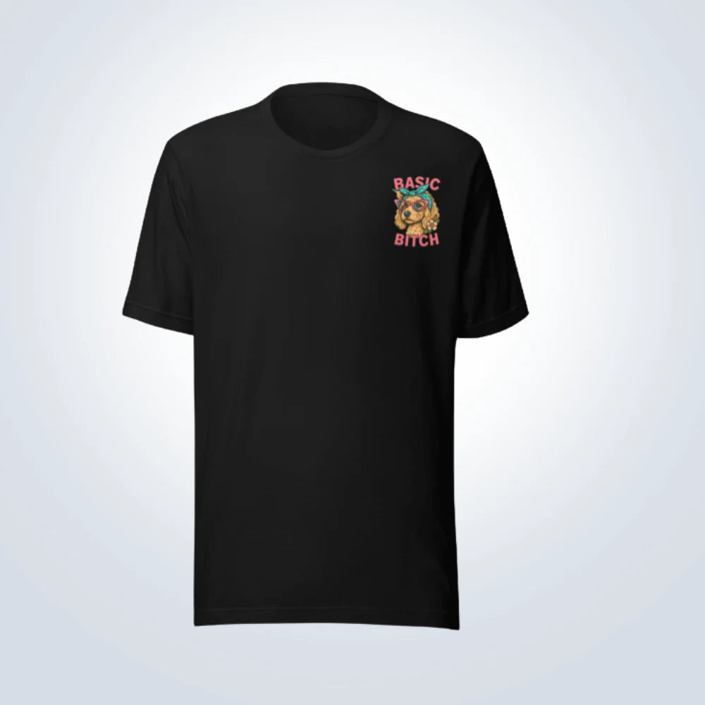 Basic Bitch Spoodle T-Shirt – Black – Front View