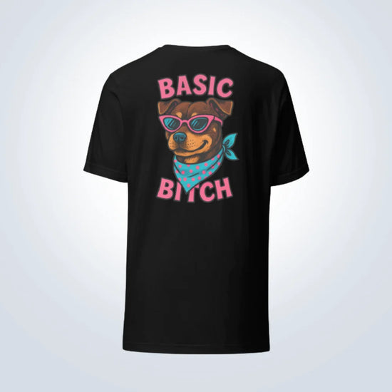 Basic Bitch Staffy T-Shirt – Black – Back View