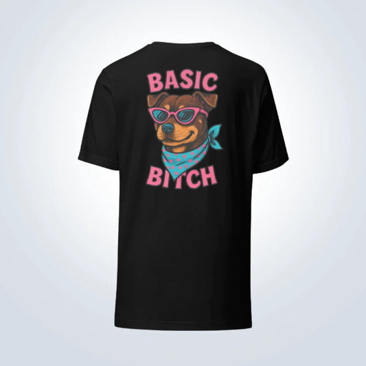 Basic Bitch Staffy T-Shirt – Black – Back View