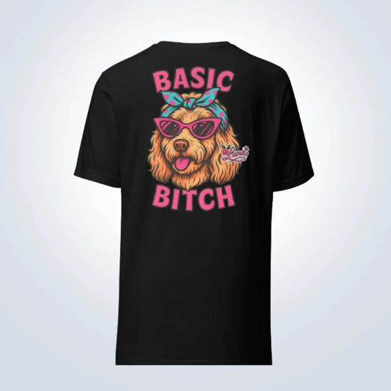 Basic Bitch Groodle Personalised T-Shirt – Black – Back View