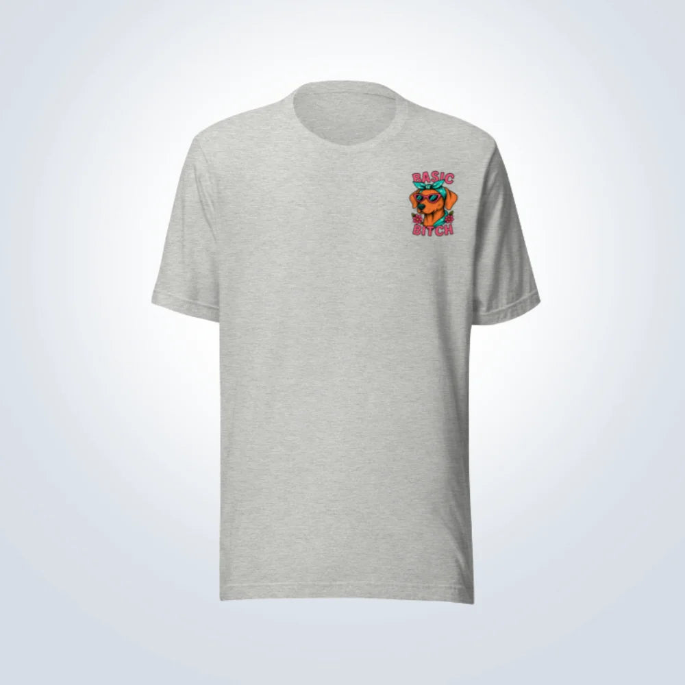 Basic Bitch Hungarian Vizsla T-Shirt – Grey – Front View