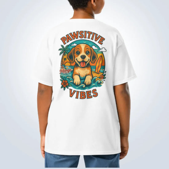 Pawsitive Vibes Beagle T-Shirt – White – Back View