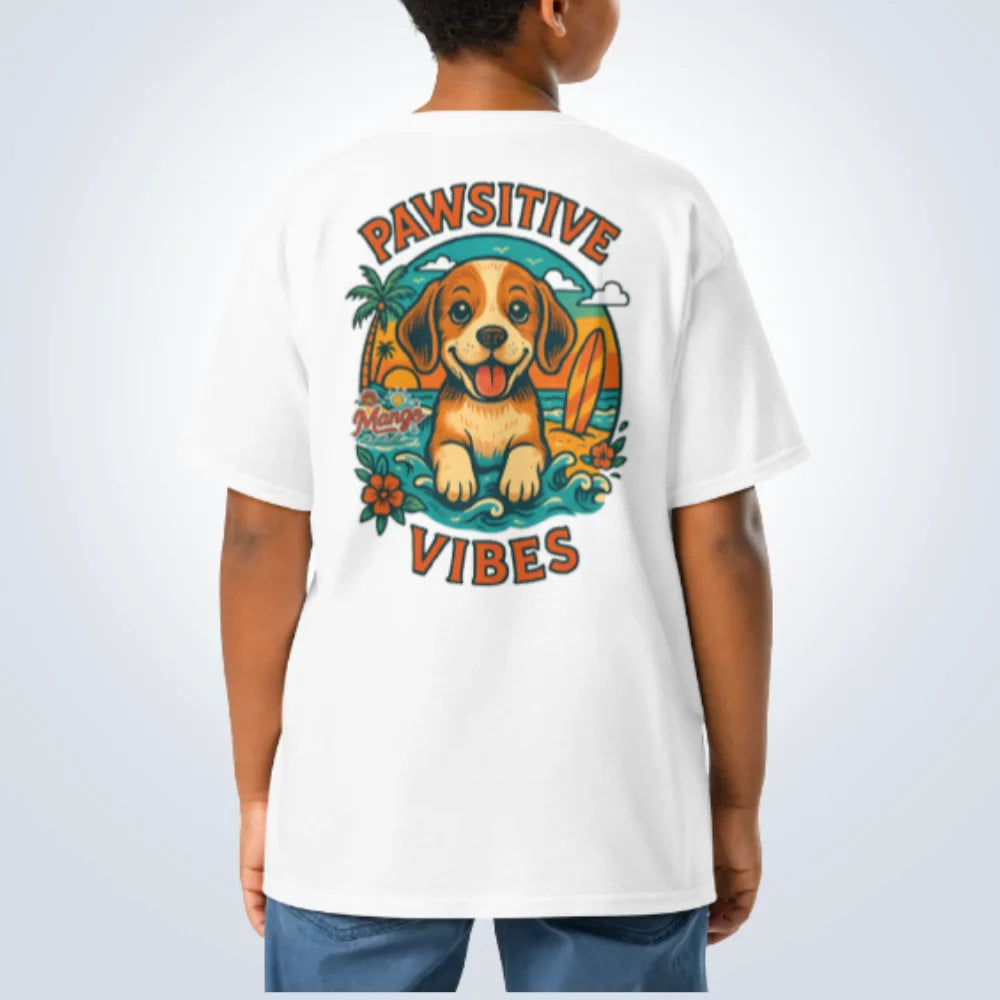 Pawsitive Vibes Beagle T-Shirt – White – Back View