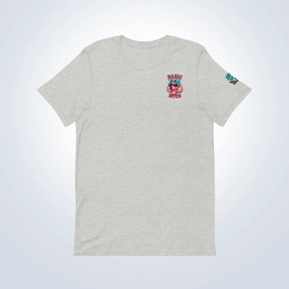 Basic Bitch Poodle T-Shirt – Grey – Front Flat lay